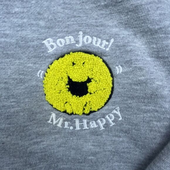 Mr Men Little Miss Sweatshirt Medium Grey Bonjour Happy Fun Silly Sunshine Retro - Picture 2 of 7